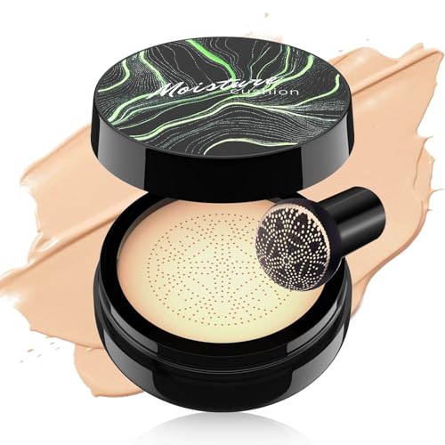 Mushroom Head Air Cushion CC Cream for Older Women, Medium Coverage Lightweight Up To 24H Wear Intense Moisture, Self Adjusting for Mature Skin, Vegan Formula (Natural)