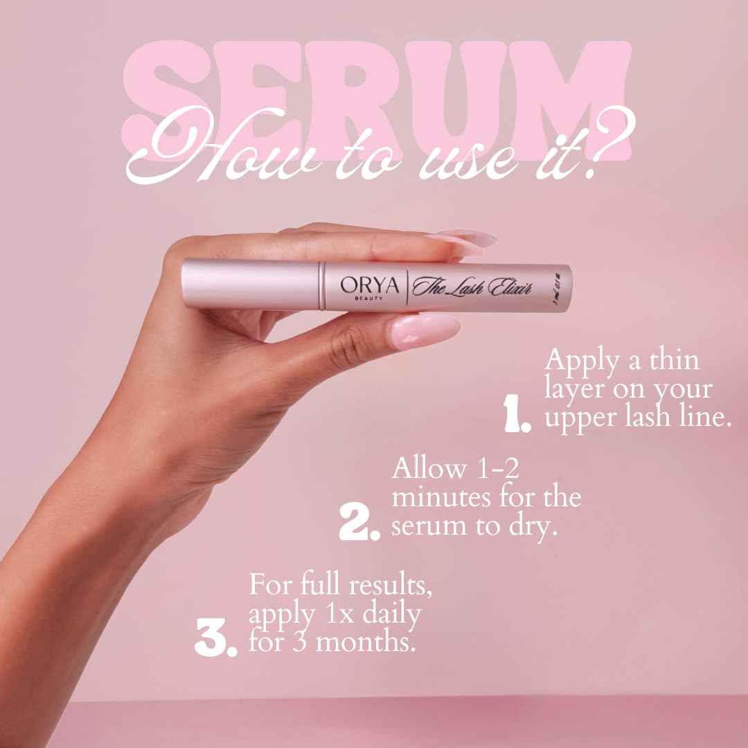ORYA BEAUTY - Advanced Eyelash Growth Serum - Boosts Length, Thickness, & Strength with 100% Natural, Vegan Ingredients - Nourishes, Strengthens, & Irritation-Free Lashes for Fuller, Healthier Look