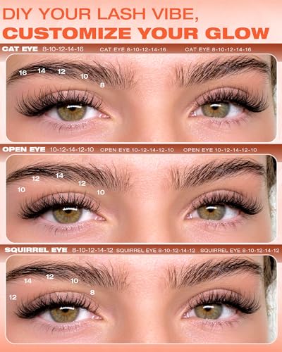 Geeneiya Wispy Spider Lash F - Natural Fluffy Eyelash Clusters 8-16MM C Curl DIY Extensions