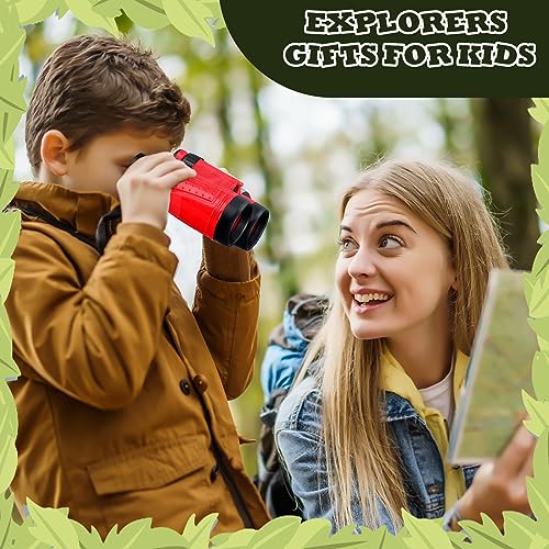 Libima 24 Pcs Binoculars for Kids Educational Compact Kids Binoculars with Neck String Toddler Binoculars for Boys Girls Learning Bird Watching Camping Hiking Travel Safaris Birthday Gifts (Red)