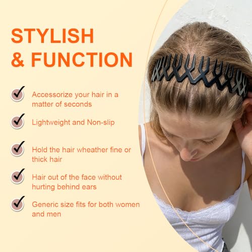 AHONEY 4 Pack Zig Zag Headbands with Teeth Non-Slip