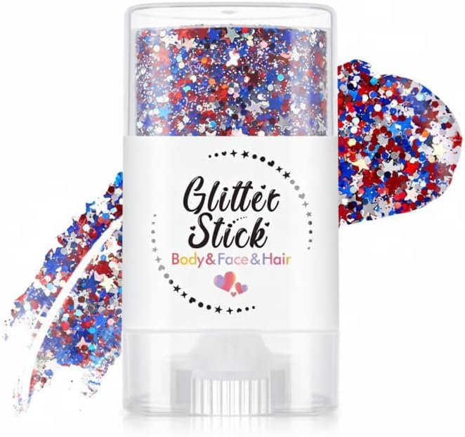 4th of July Glitter Stick - Red, White & Blue Sparkle Gel