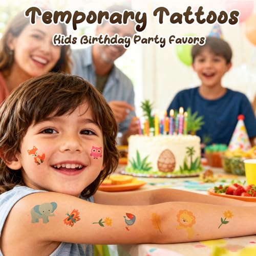 Temporary Tattoos for Kids - 10 Sheets Waterproof Animal Designs