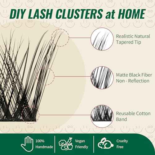 Lash Extension Kit 120pcs Lash Clusters Lash Bond and Seal Eyelash Extension Kit KEYYOU D Curl 8-18MIX Soft Natural Lashes with Lash Applicator for DIY at Home(Kit-DV02-8-18MIX)