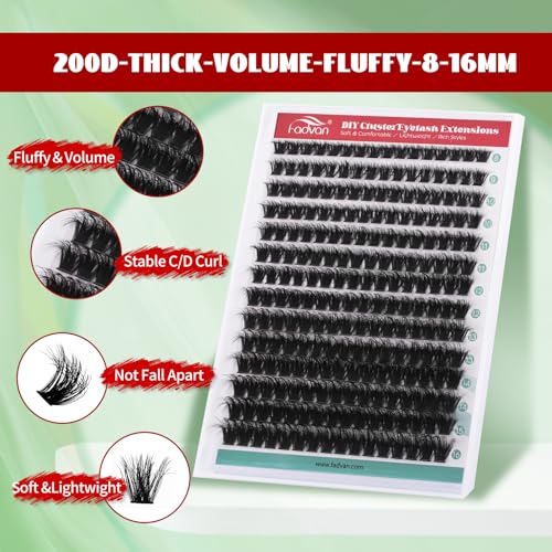 FADVAN 100D Fluffy Lash Clusters - DIY Eyelash Extensions 8-16mm