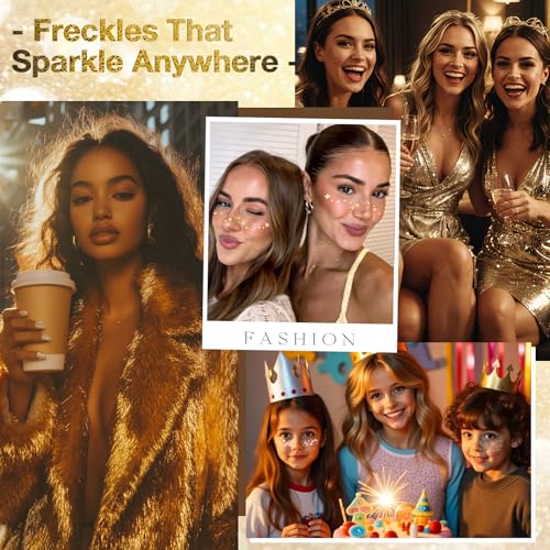 Glitter Freckles Face Tattoo 24 Count Rose Gold Makeup Patches