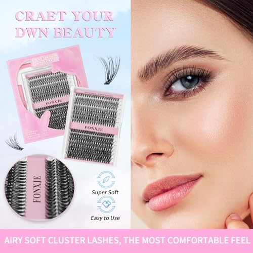 DIY Lash Clusters Kit for At-Home Eyelash Extensions | 280 Cluster Lashes (9mm-16mm) with Lash Glue, Bond Sealer & Tweezers | Reusable Cluster Lash Extension Kit for Natural Volume(30D+40D)
