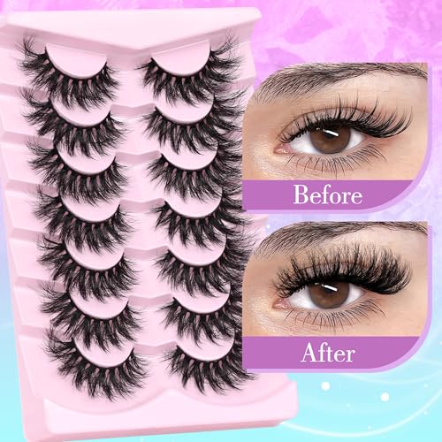 Losha Fluffy 5D Cat Eye False Eyelashes - 7 Pairs Vegan Faux Mink