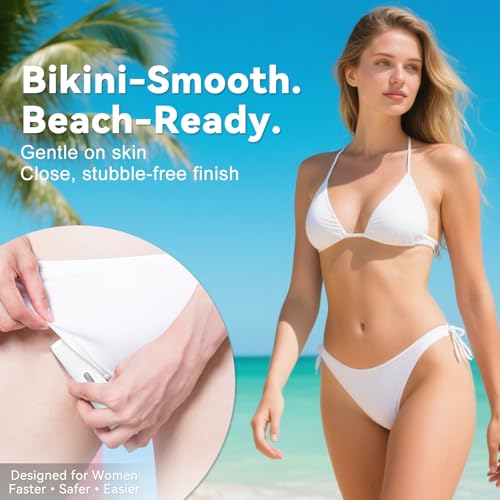 Bikini Trimmer for Women ? Gentle Electric Razor for Sensitive Areas, Waterproof USB-C Rechargeable Shaver for Body & Face, Stocking Stuffers Holiday Gift (Petal Pink + Pearl White)