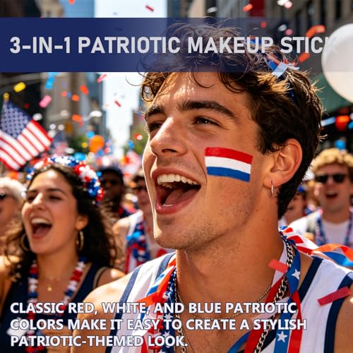 Red White and Blue Face Paint Sticks - 4 Pcs Sports Makeup