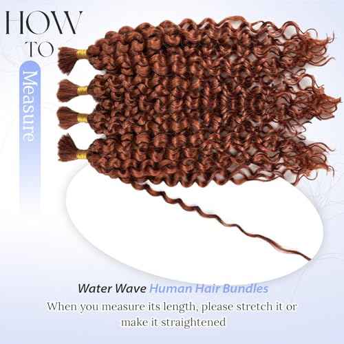 Human Braiding Hair for Boho Braids 24 Inch 100G #30 Auburn Brown Deep Water Wave Boho Human Hair Curly Braiding Bundles No Weft Wet and Wavy Brown Bulk Human Hair for Knotless Braids