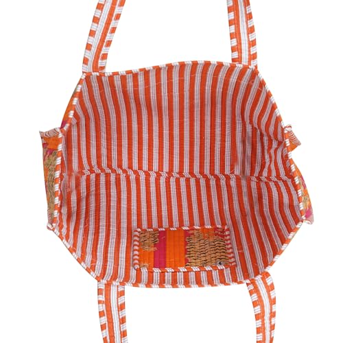 Multicolor Cotton Tiger Block Print Tote Bag - Handmade Unisex Shoulder Bag, LKGSM RUGS