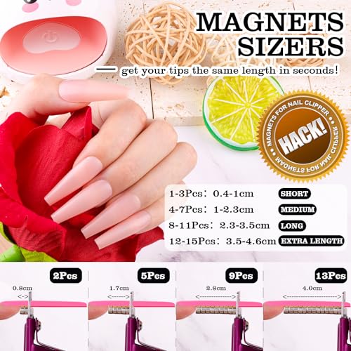 GA&EN Adjustable Acrylic Nail Trimmer with Magnet Sizers & Extra Blade