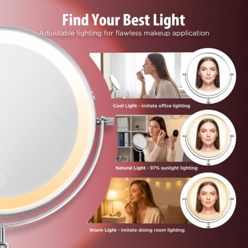 9" LED Makeup Mirror 1X/30X Magnification, Rechargeable