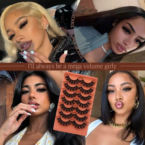 8D Mink Lashes 20-22mm Dramatic Volume Fluffy False Eyelashes 7 Pairs