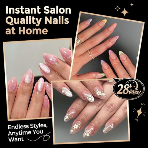 Luckyfairy A-Short Almond Nail Tips 504pcs Short Gel Fake Nails Clear