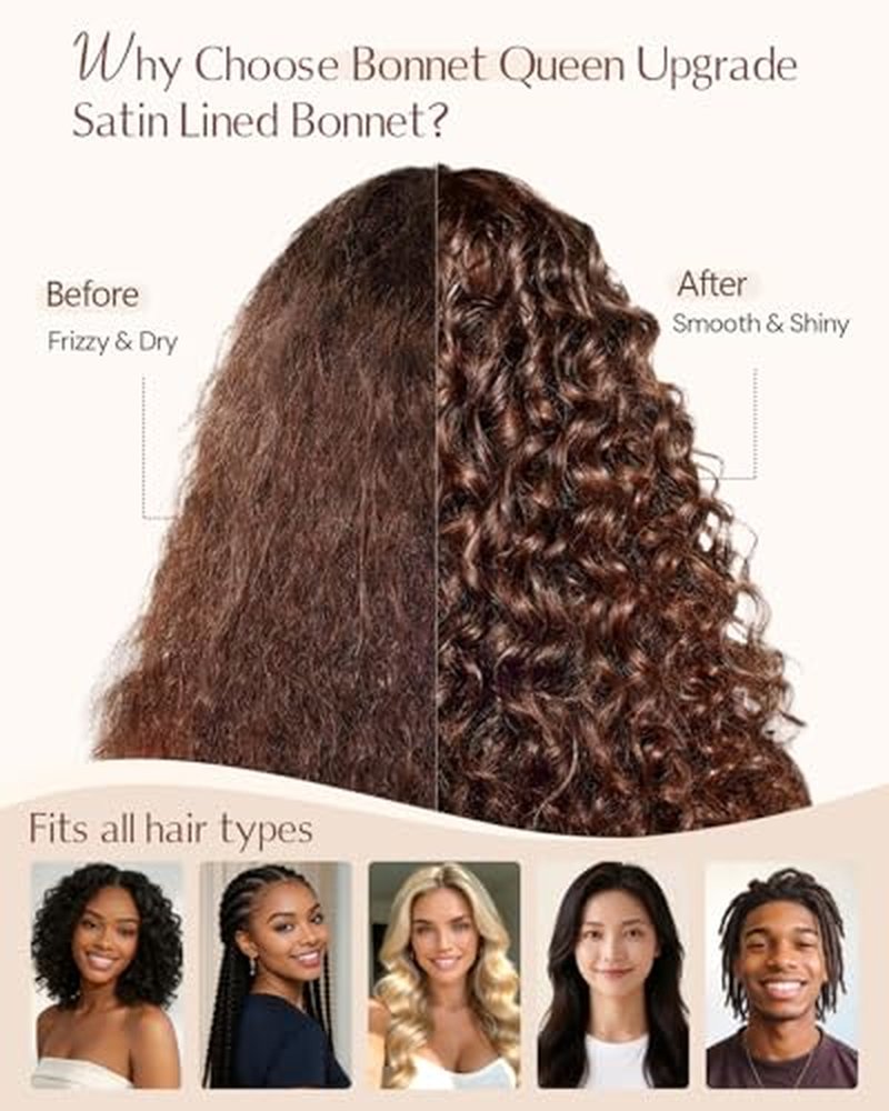 Adjustable Satin Sleep Bonnet for Curly Hair