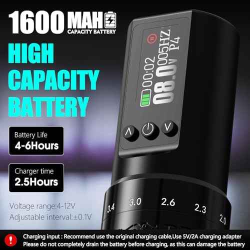 Tattoo Gun Kit Complete Wireless Tattoo Machine Kit, Kiss of Dragon V1 Rotary Adjustable Stroke Tattoo Pen with 1600 mAh Cordless Battery Tattoo Cartridge Needles Set for Beginners