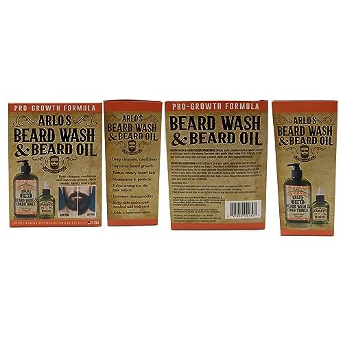Arlo's 2-in-1 Pro-Growth Beard Wash and Conditioner 12 oz with Pro-Growth Beard Oil 2-PC Kit