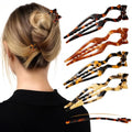 Tiefebene Tortoise Shell 4.33” French Hair Pins for Updos & Buns – Bow Design