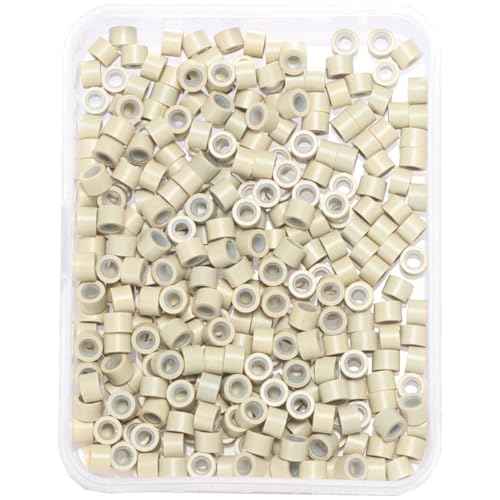 4mm-300pcs Hair Tinsel Beads,Silicone Lined Micro Rings,MicroLink Beads for Hair Extensions,Blonde
