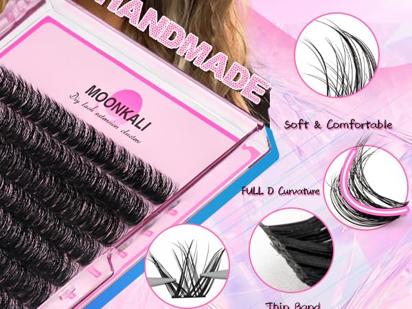 80D Wispy Lash Clusters D Curly 12-20MM Mix Length Eyelash Extensions