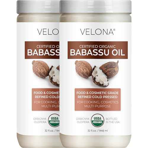 velona Babassu Oil USDA Certified Organic - 64 Fl Oz | 100% Pure and Natural Carrier Oil | Refined, Cold Pressed | Face, Hair, Body & Skin Care and Cooking | Use Today - Enjoy Results