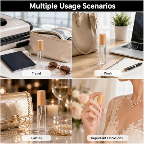 5Pc Travel Perfume Atomizer Bottles 10ml Refillable Leak-Proof