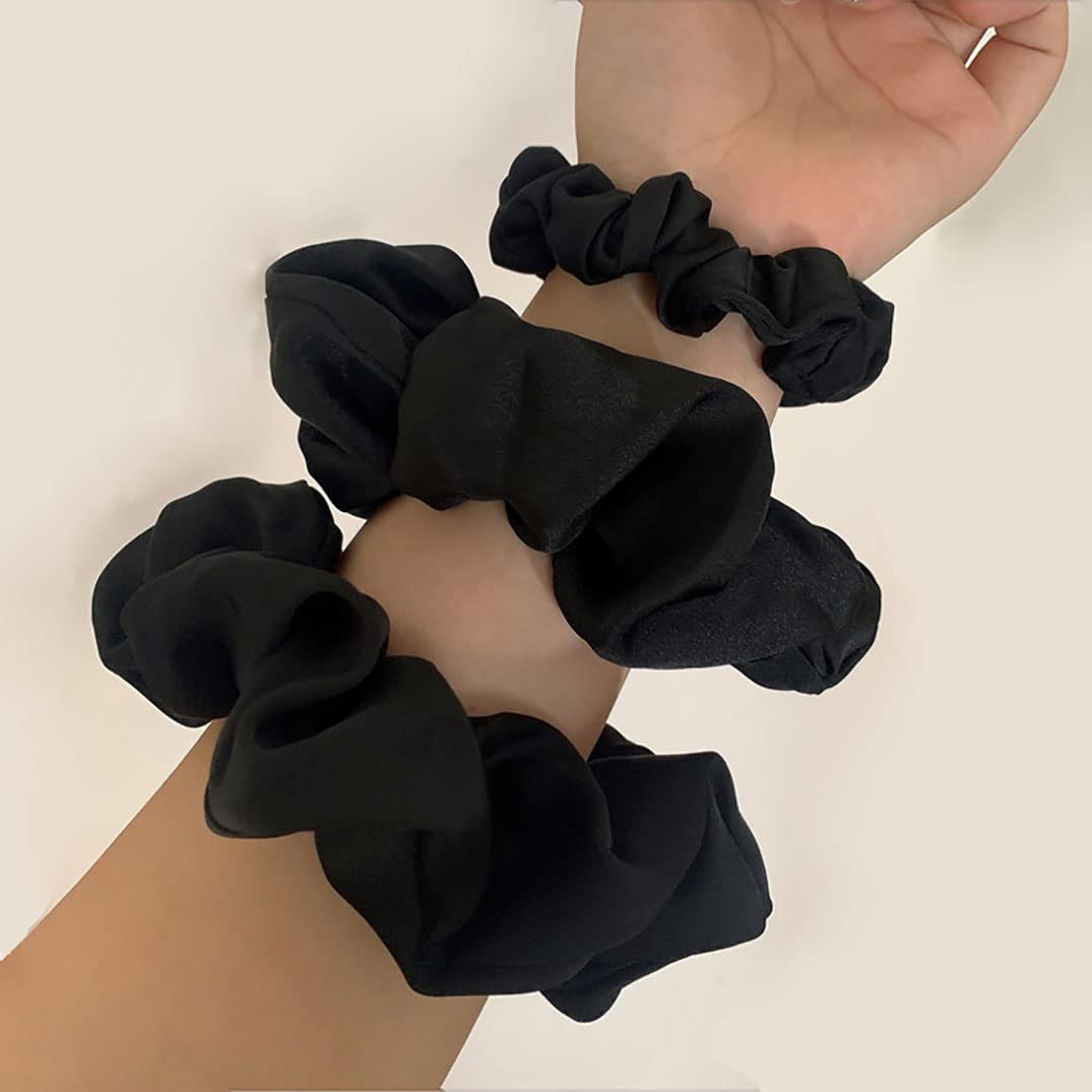 Nopsnogs 6 PCS large, medium and small Hair Ties Silk Satin Hair Scrunchies Elastic ponytail Holders Hair Bands for Girls, Women Hair Accessories