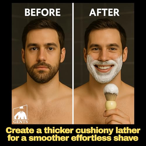 ?G.B.S Heavy Duty Ceramic Shaving Set ? Ivory Mug with Knob Handle, Faux Ivory Handle Brush, 3 oz Natural Long-Lasting Lather Soap ? Classic Wet Shaving Kit for Men