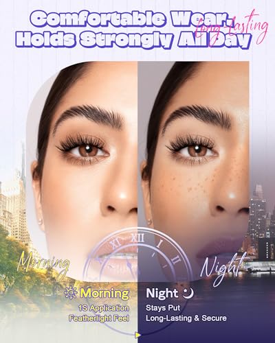 Self Adhesive Eyelashes, No Glue Eyelashes Press On Lashes Half 14mm