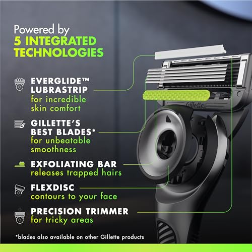 GilletteLabs with Exfoliating Bar by Gillette Razor for Men - 1 Handle, 4 Razor Blade Refills, Includes Premium Magnetic Stand