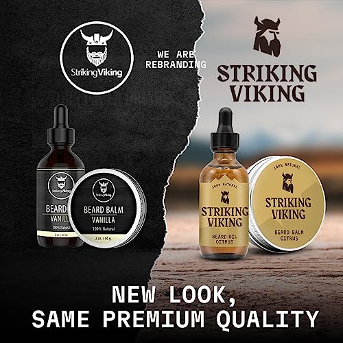 Striking Viking Beard Butter - Non Greasy Beard Butter For Men With Natural Ingredients 4oz - Keep Your Beard Hydrated & Refreshing With Beard Cream (Vanilla) - Beard Moisturizer Men