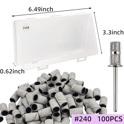 240-Grit White Nail Drill Sanding Bands 100 Pcs for Acrylic Nails - TKYZMS