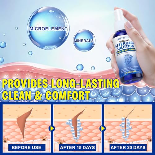 Gentle Saline Spray for Piercings - 2 Fl Oz Aftercare Cleaner