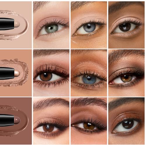 Cream Eyeshadow Sticks Set - 3 Piece Pigmented Matte & Shimmer