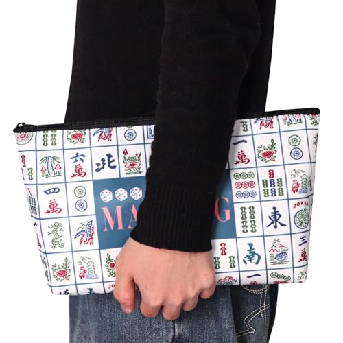 TIASUSAN White Mahjong Tile Bag - Portable Storage Case (13x7 in)
