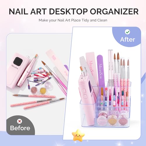 MelodySusie Clear Acrylic Nail Drill Bits Holder - Nail Tech Supplies Organizer