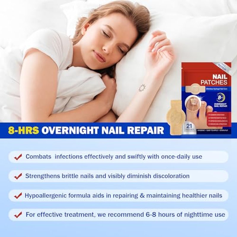 21 Pcs Nail Repair Patches - Overnight Hydrogel for Brittle Nails