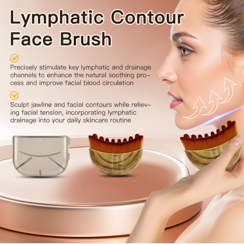 2PCS Lymphatic Contour Face Brush with Gua Sha Tool, Dry Brushing Lymphatic Drainage Massager for Face Chin & Jawline Sculpting (2PCS Contour Brush with 1PCS Guasha Tool)