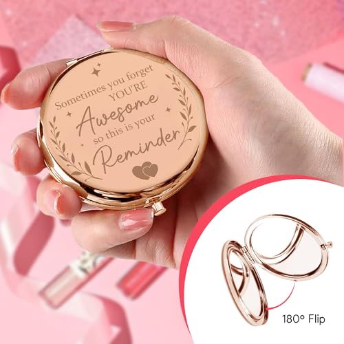Gossby Inspirational Gift for Women - Sometimes You Forget You¡¯re Awesome - Encouragement, Thank You, Appreciation, Motivational Gift Teacher, Best Friend, Coworker - Double-Sided Pocket Mirror