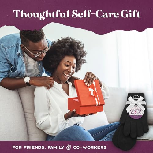 Black Fuzzy Socks and Gloves Set with Aloe & Vitamin E