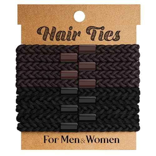 EasYoung 10pcs Braided Men's Hair Ties for Buns, Curly, Thick Dense Hair - Elastic Coils for Men & Women, No Crease