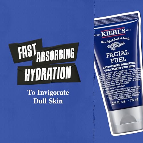 Kiehl's Facial Fuel Moisturizer, Men's Face Cream, with Vitamin C and Caffeine that Contain Antioxidants to Help Energize and Reduce Dullness, Non-Greasy, Paraben-free, Sulfate-free