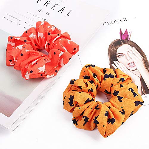 4 Pack Cute Pet Flamingo Cat Scrunchies - Chiffon Cartoon Hair Ties and Accessories for Women and Girls