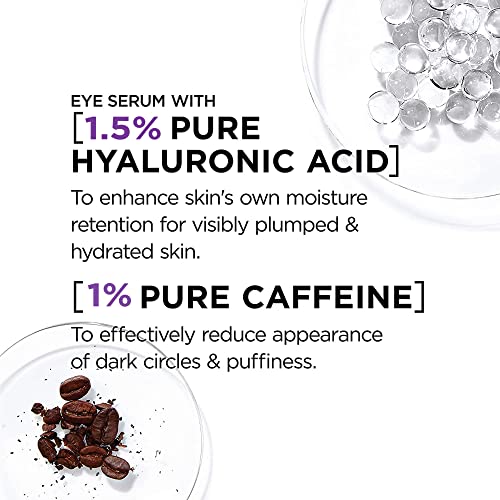 L'Oreal Paris Revitalift Derm Intensives Hyaluronic Acid + Caffeine Hydrating Eye Serum, 0.67 Fl. Oz.