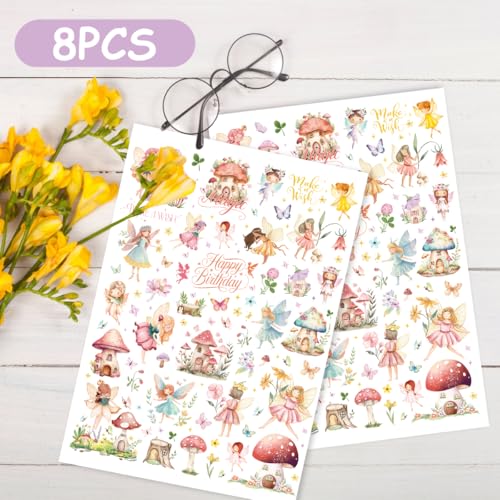 Fairy Temporary Tattoos - 8 Sheets Magical Wings & Flowers