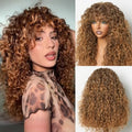 Frodio 20-Inch Curly Wig with Bangs - 200% Density Glueless Brown