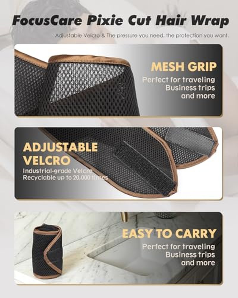 FocusCare 2-in-1 Anti-Slip Mesh Hair Wrap for Short Hair & Pixie Cuts