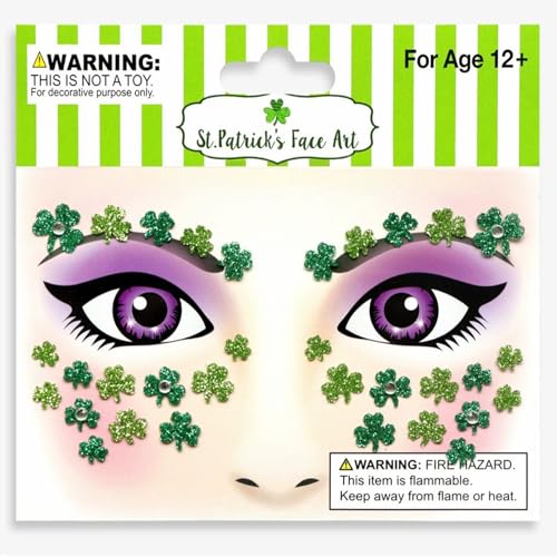 St Patrick's Day Face Tattoos - 3 Sheets Shamrock Stickers